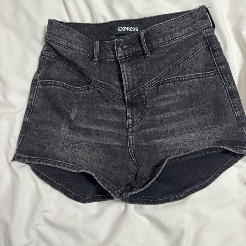 Express Black High Rise Jean Shorts